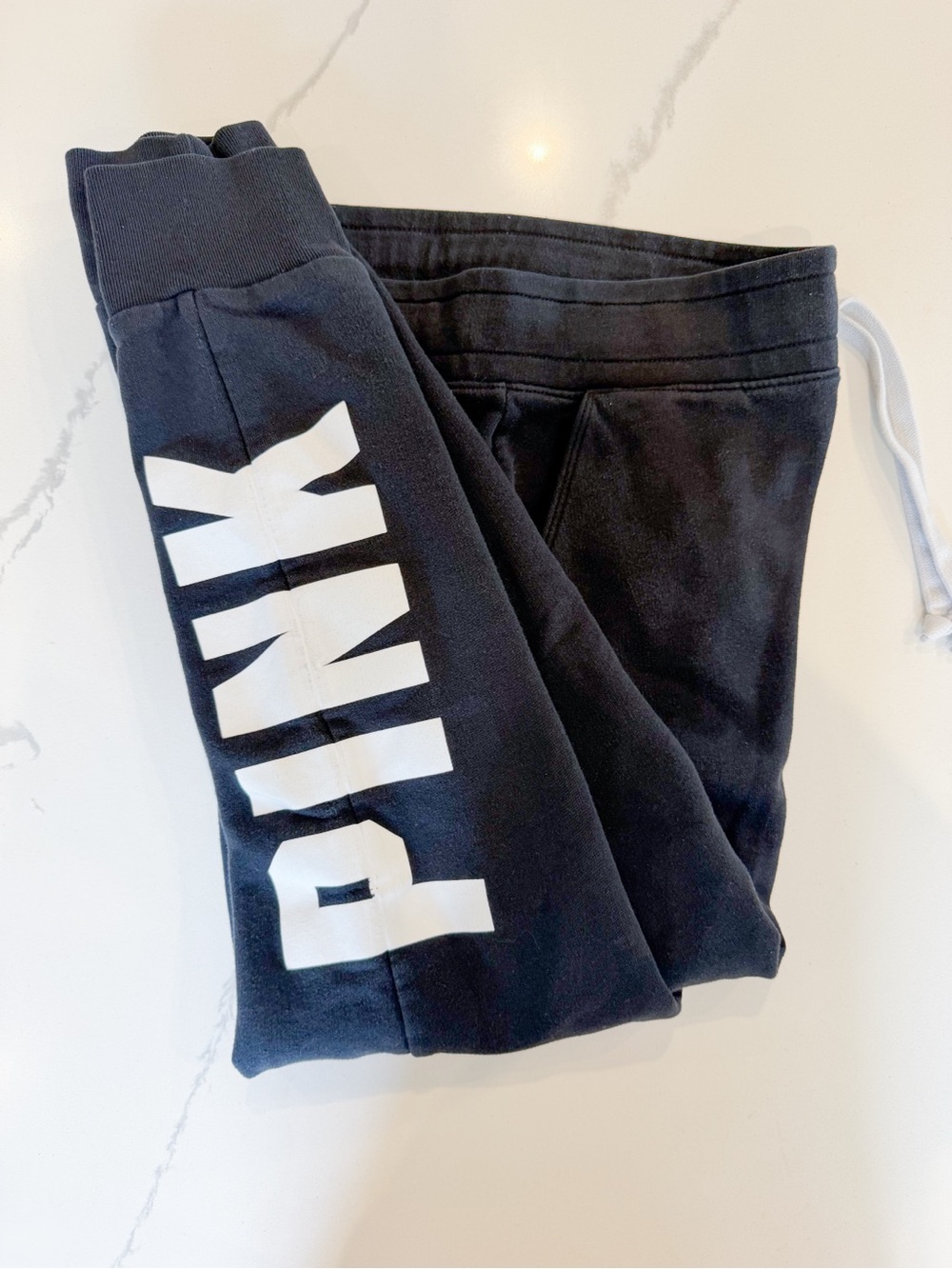 PINK Victoria's Secret Black Jogger Sweatpants with White Logo